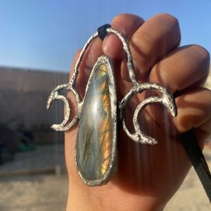 🌙Soldered Labradorite Moon Pendant✨